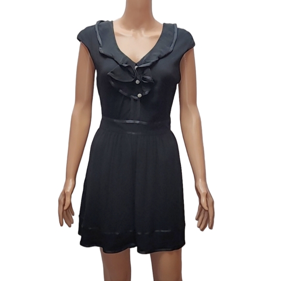Anthropologie Elevenses Alexa Ruffle Black Romper Size 6 Small - Picture 15 of 15
